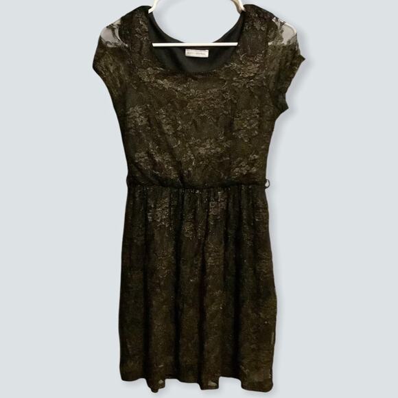 Vintage Body Central Floral Lace Black & Gold Dress Size S - Picture 3 of 10